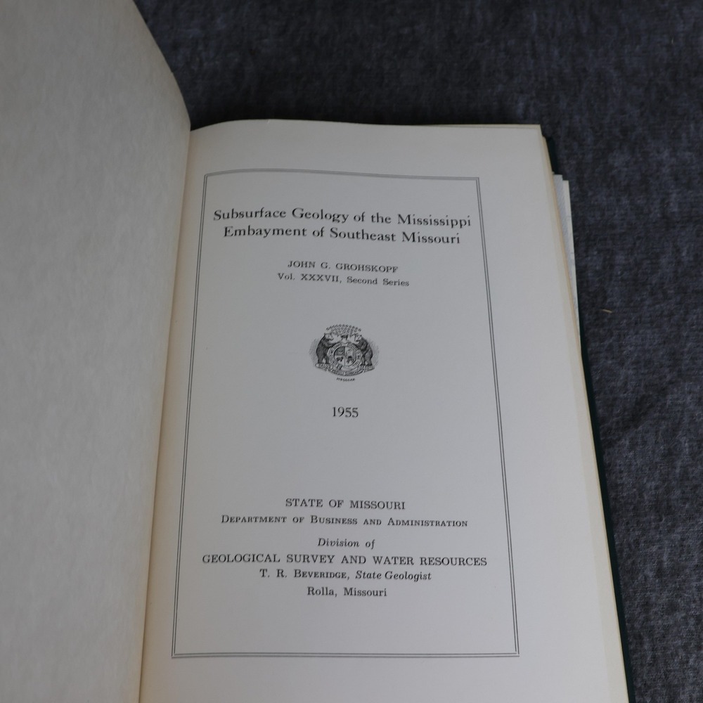 Vintage Subsurface Geology Mississippi Embayment SE Missouri Grohskopf Green HC